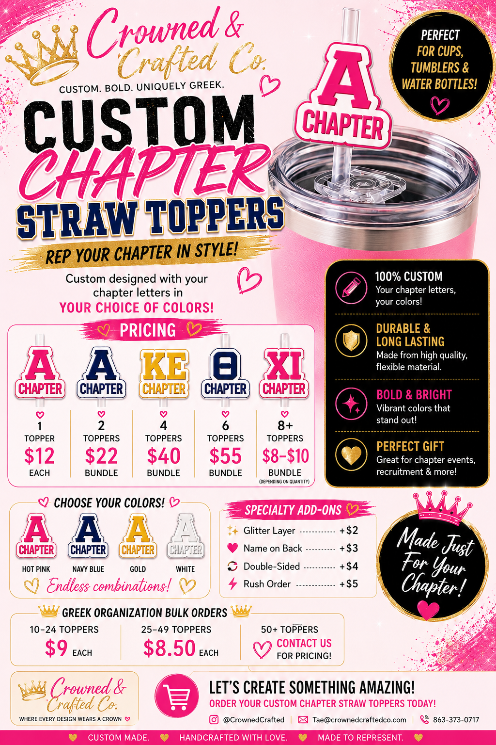 Custom Chapter Straw Toppers