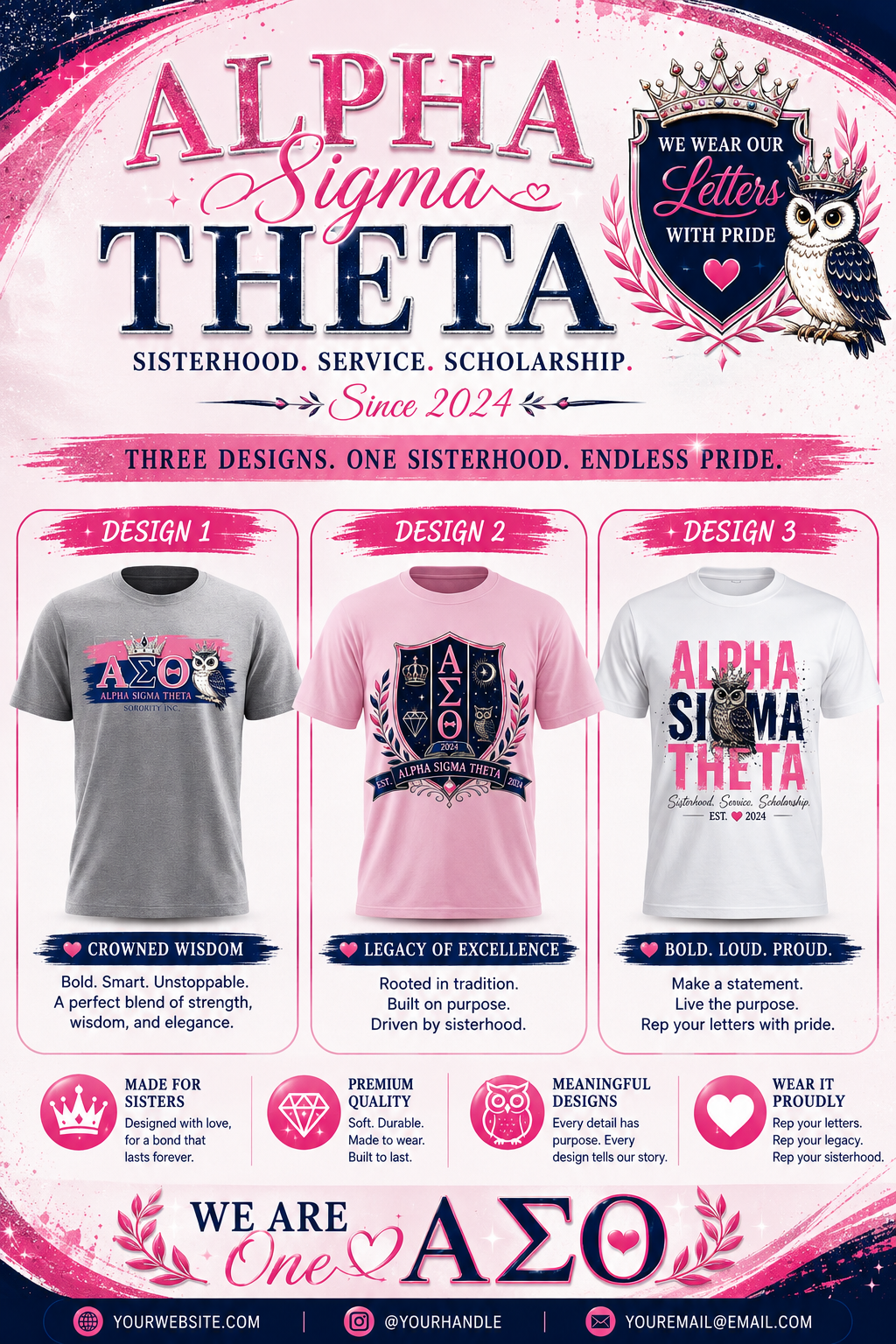 💗 ALPHA SIGMA THETA CUSTOM DESIGN SHIRTS 💗