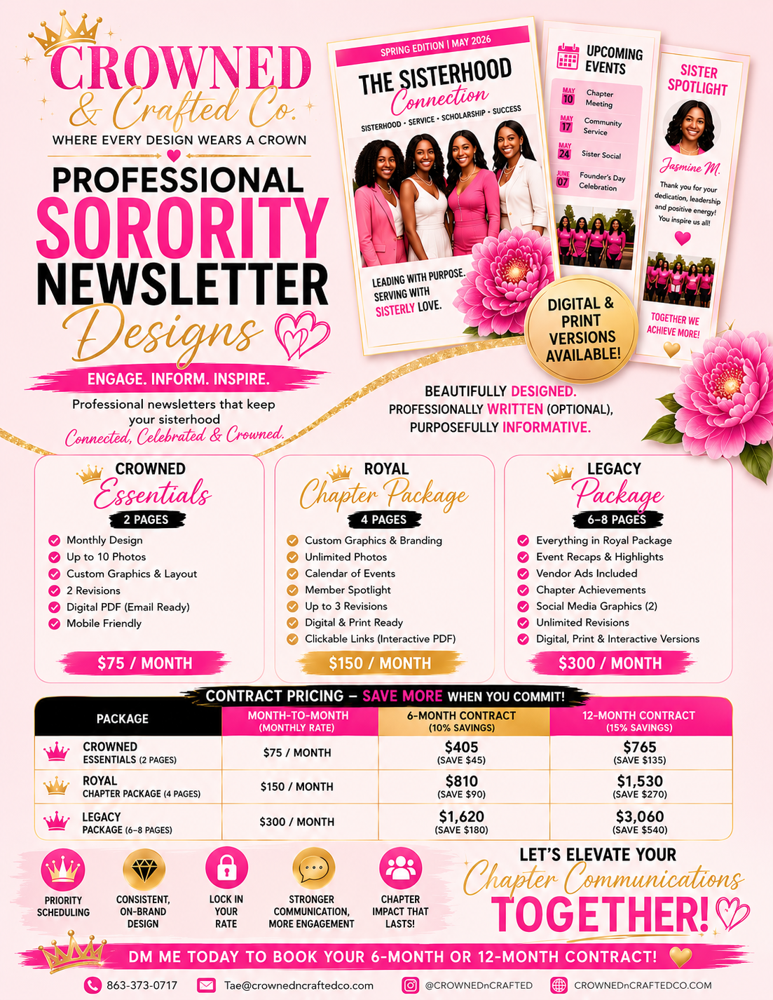 👑 PROFESSIONAL SORORITY NEWSLETTER DESIGNS 👑