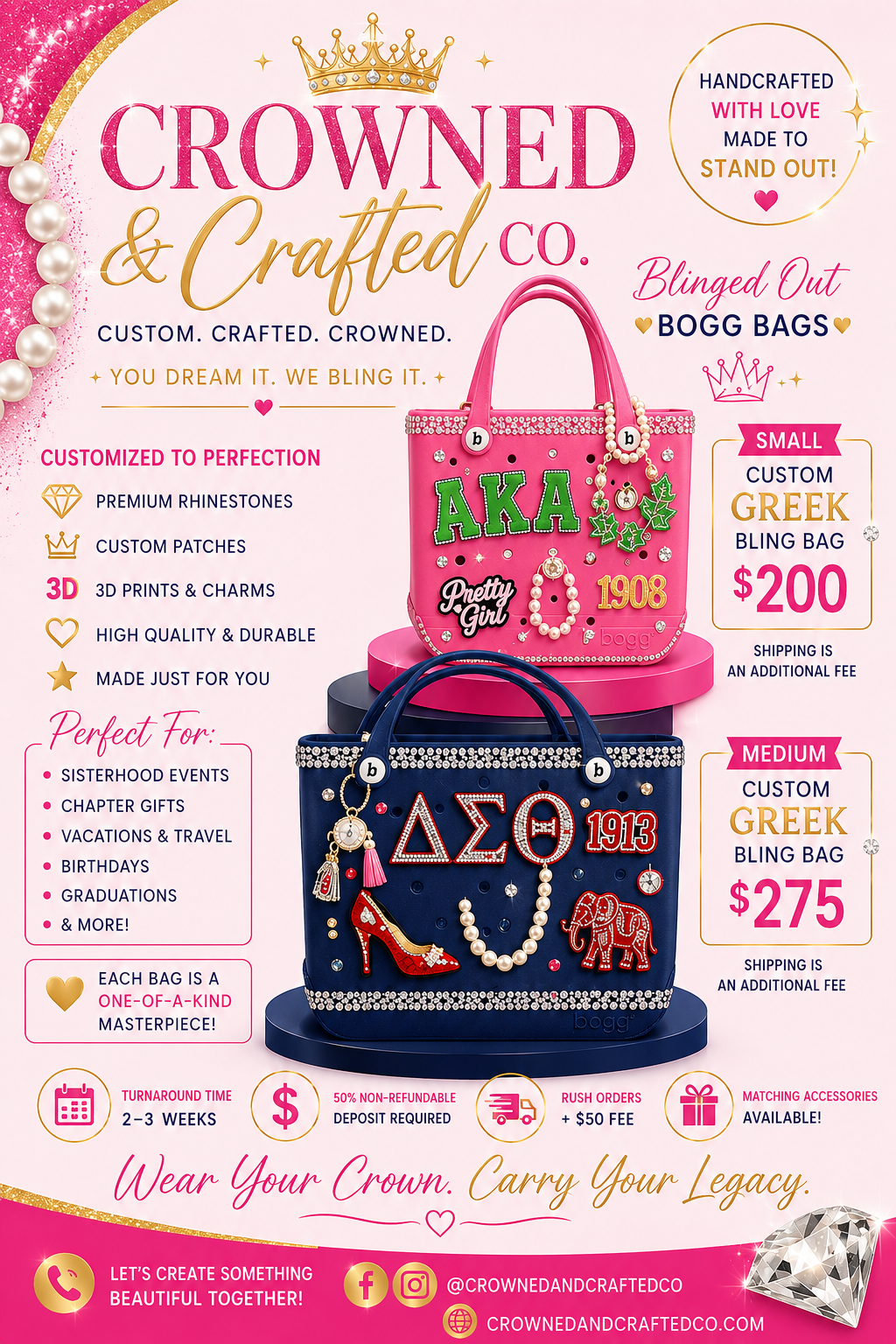 Custom Greek Bling Bogg Bag